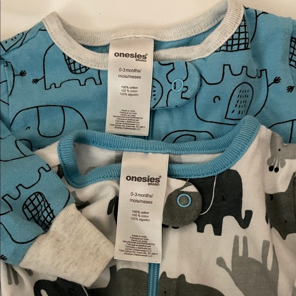 Onesies By Gerber Footie Pajamas 0-3 months Set of 4 Assorted Prints Baby Infant - Picture 4 of 6